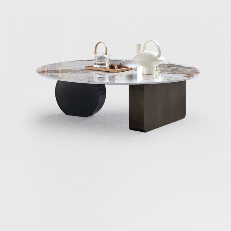 Abstract Base Design Cocktail Table Rock Plate Desktop Metal Coffee Table