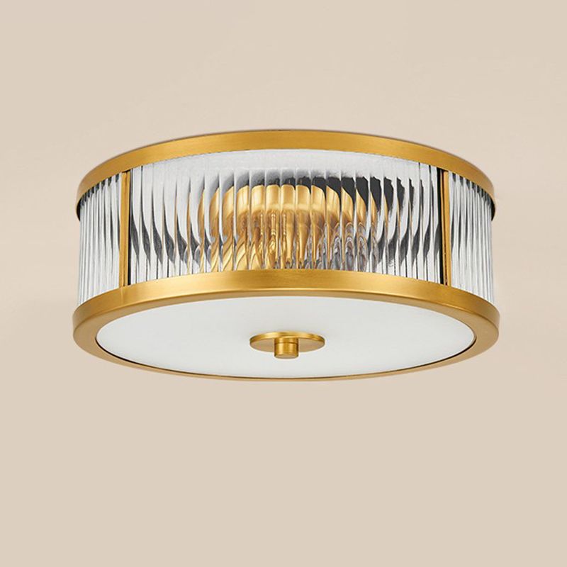 Glazen inbouwarmatuur Traditionele stijl Gouden trommel Woonkamer Inbouwverlichting