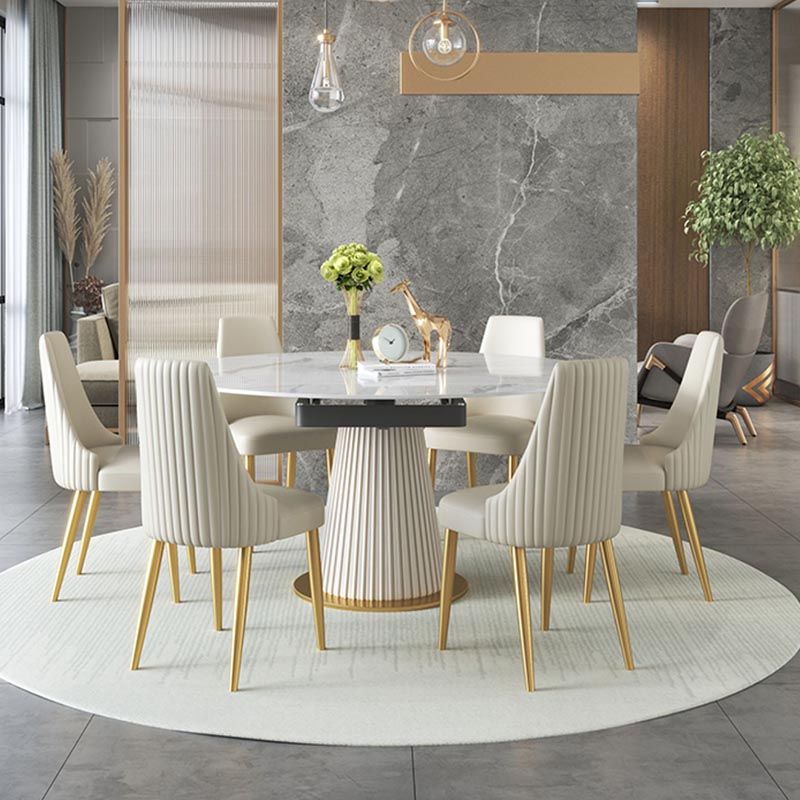 Glam Dining Set Stone 1/4/6/7 Pieces Dining Gold Furniture for Home