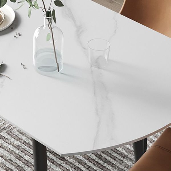 Sintered Stone Top Modern White Table for Restaurant Round Dining Table with Pedestal Base