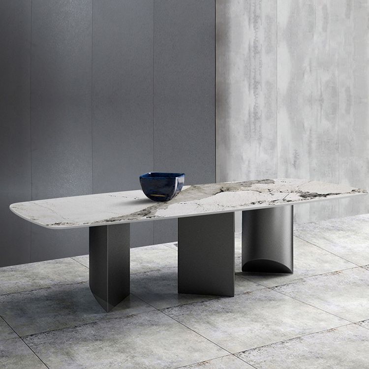 Modern Metal Base Dining Table Stone Rectangle Dining Table for Home