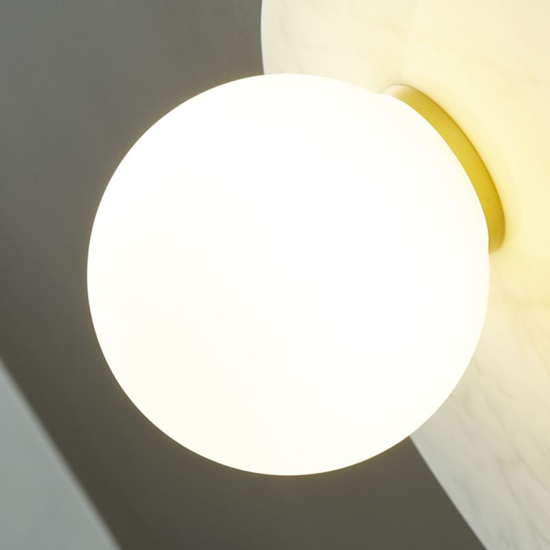 Nordic Style Marble Wall Light Geometric 1 Light Wall Sconce with Glass for Bedroom