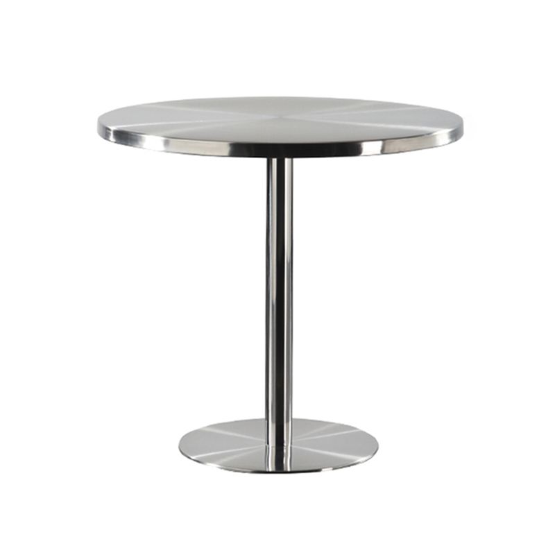Metal Industrial Table Stainless Steel Top Dining Table with Pedestal Base
