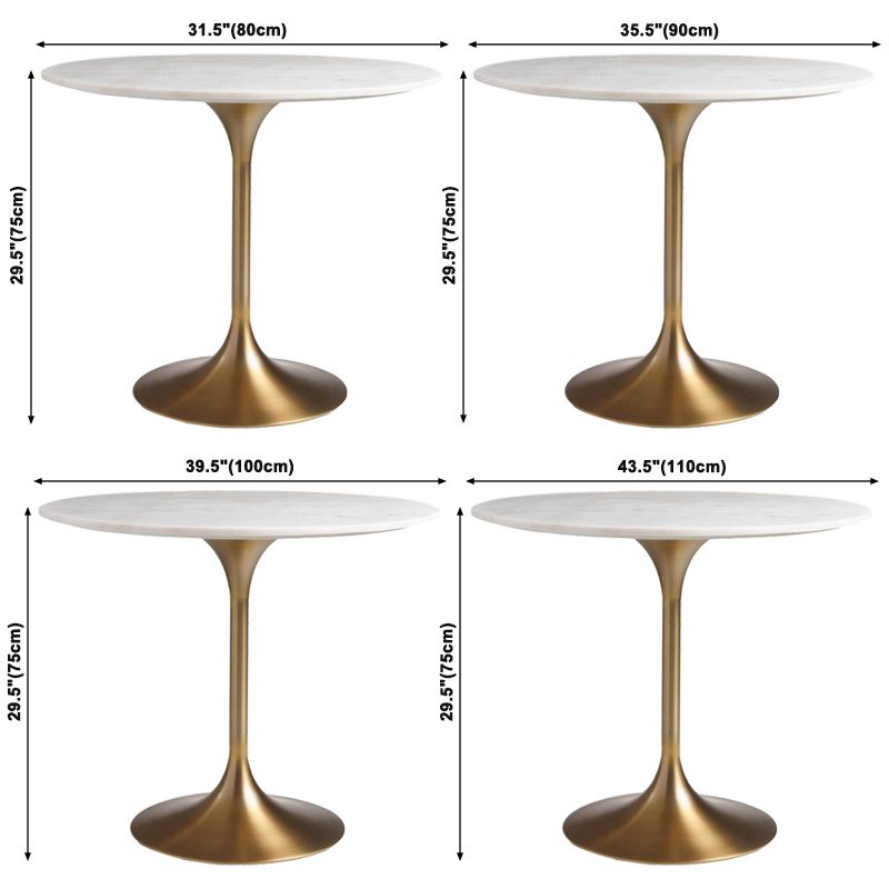 Round Tulip Base Glam Dining Table White Fixed Table with Sintered Stone
