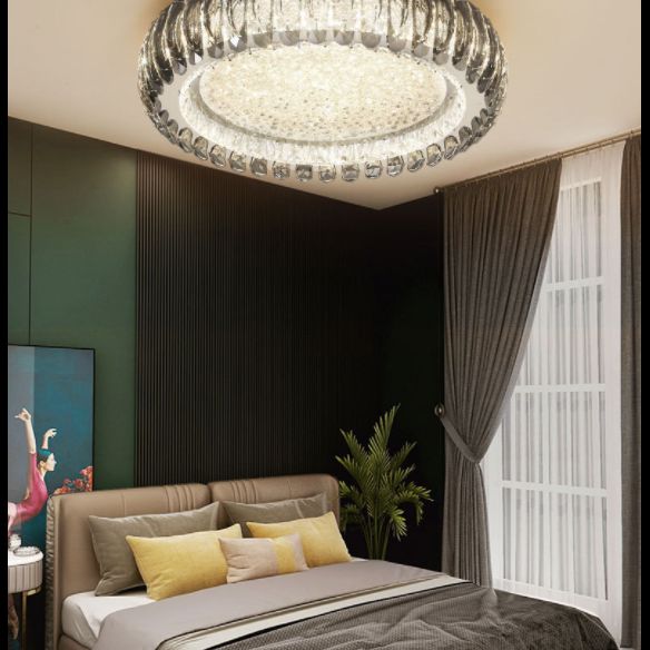 Donut Led Flush Light Fixture Minimalist Crystal Chrome LED Massimale Luce per Bedroom