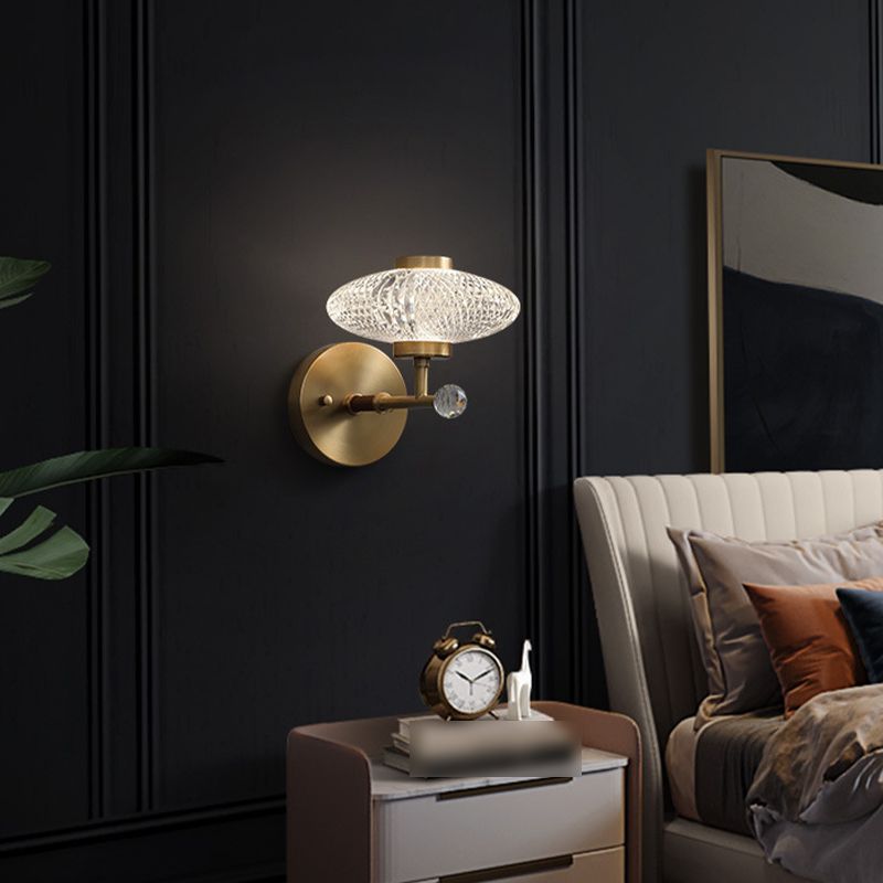 Brass Geometric Wall Light Postmodern 7" Wide Wall Sconce for Living Room