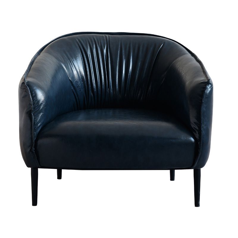 Solid Color Bedroom Leather Arms Included Round Arms Camel Back Barrel Chair