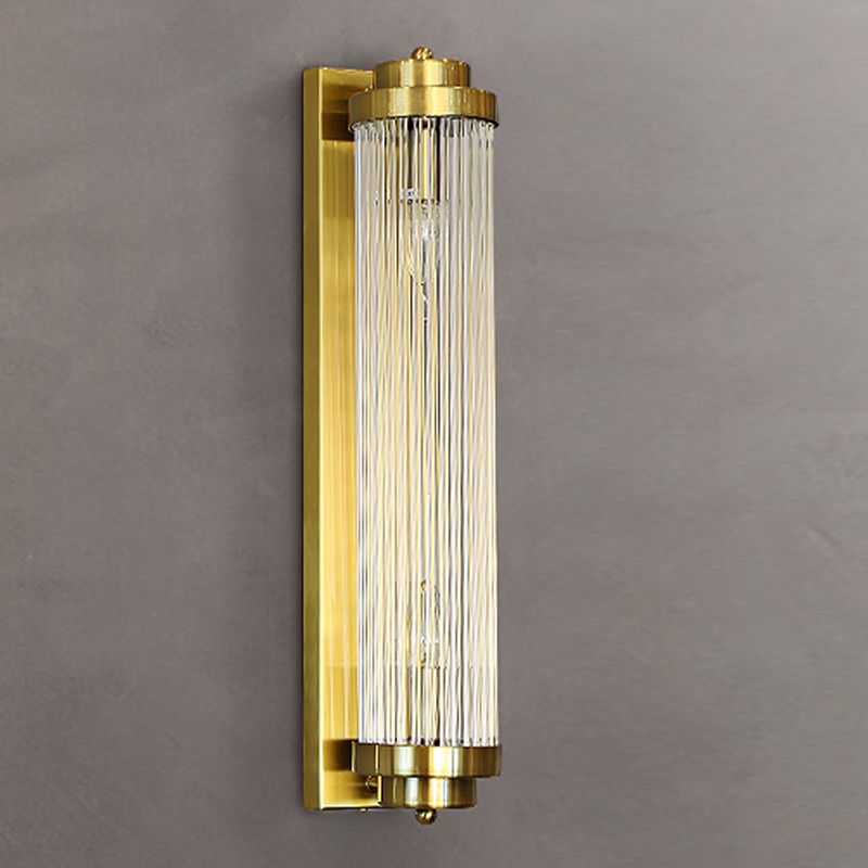 Modern Style Cylinder Wall Sconce Crystal 2 Light Sconces for Living Room