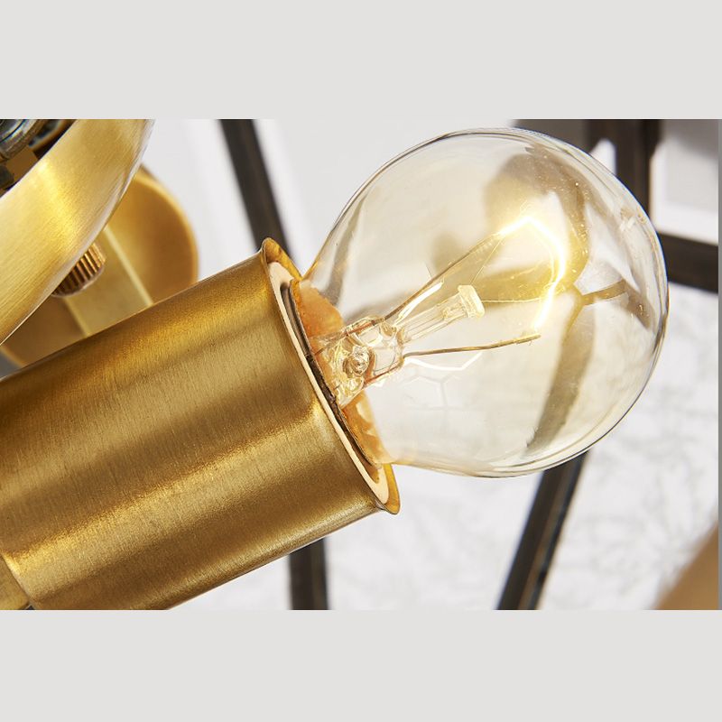 Brass Shaded Ceiling Mounted Fixture Traditional Bedroom Close to Ceiling Chandelier