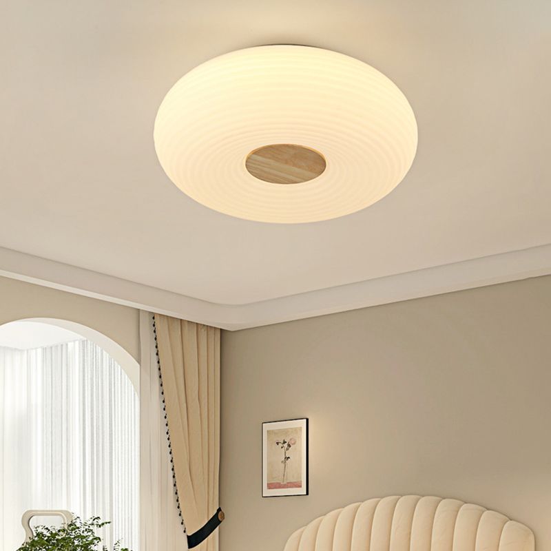 Modern LED Metal Flush Mount Geometric Shape Ceiling Light with Plastic Shade for Bedroom