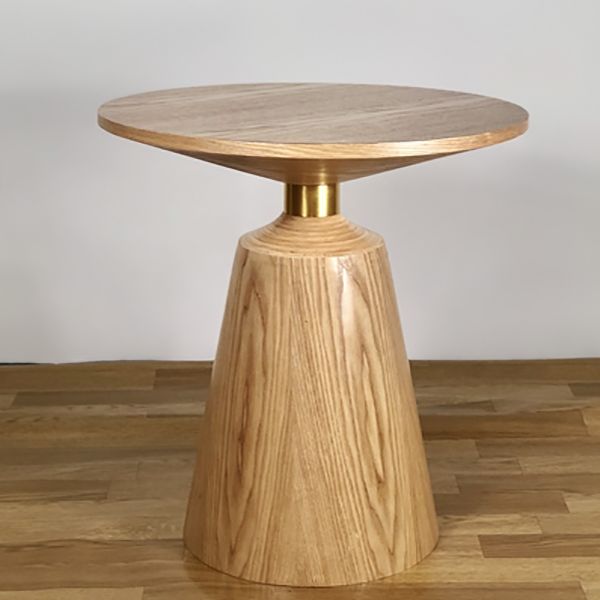 Contemporary Solid Wood Pedestal Round Living Room Side End Table