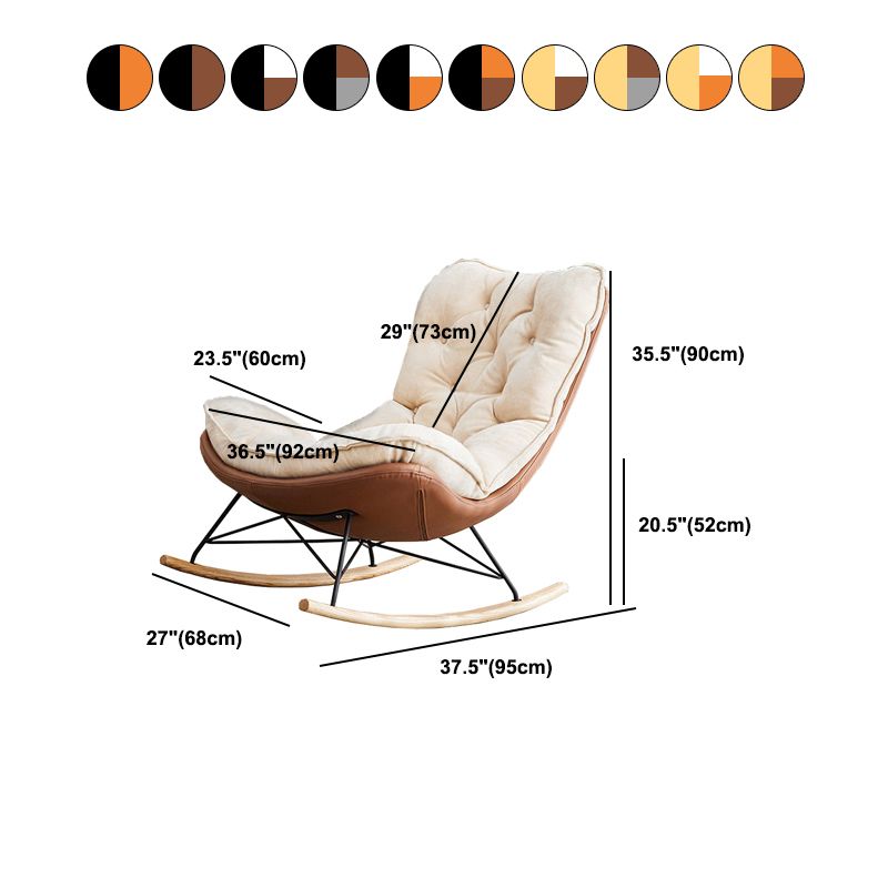 Glam Suede and Metal Rocker Chair Reclining with Padded Seat Rocking Chair for Living Room