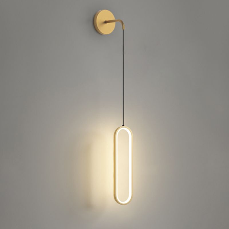 Modern Minimalist Style Oval Wall Mounted Light Fixture Metal 1 Light Wall Sconce Lighting for Bedroom