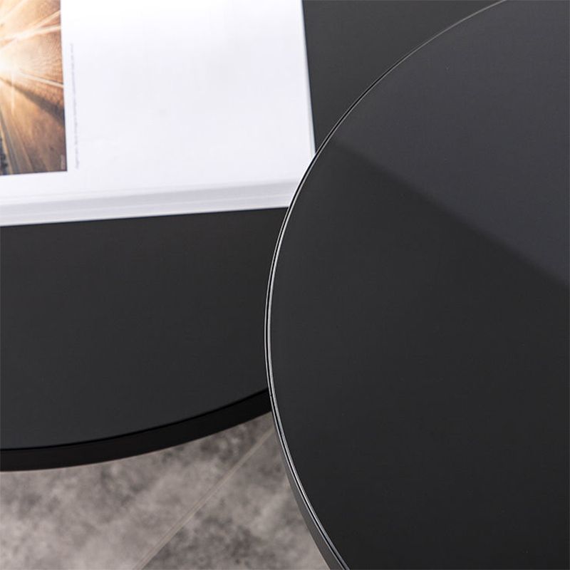 Pedestal Cone Coffee Table Modern Round Glass Top Cocktail Table