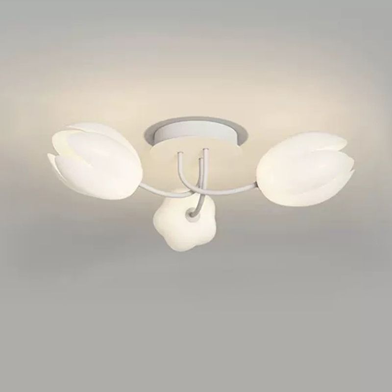 Contemporary Semi Flush Light White Ceiling Lamp for Living Room
