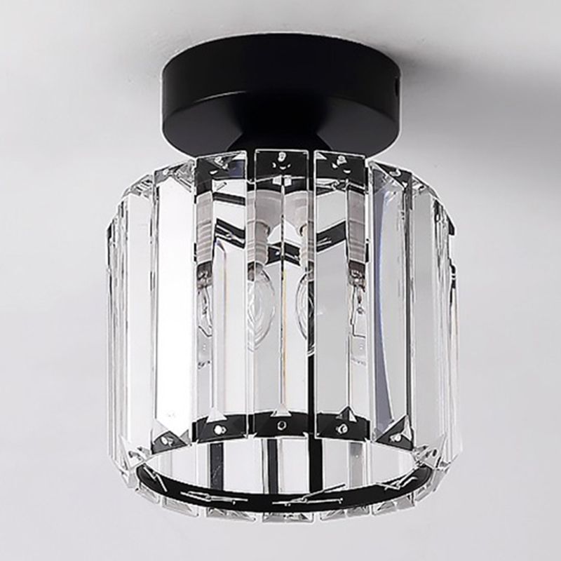 Modern Ceiling Light Minimalist Flush Mount Ceiling Light Fixture with Crystal Shade