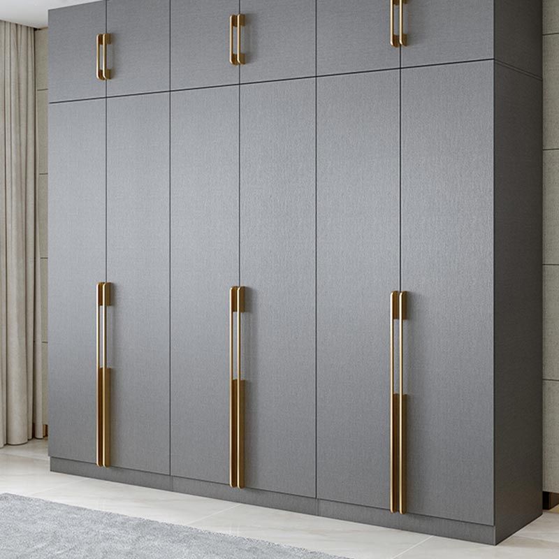 Contemporary Style Gray Colour Wardrobe Wood Soft Close Drawer Wardrobe Closet