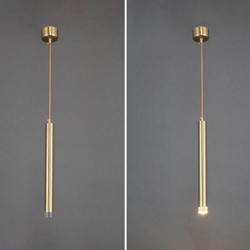 Gold Finish Tubular Spotlight Minimalist LED Metal Pendant Light for Open Kitchen