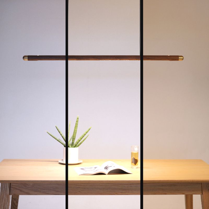 Modern Style Linear Hanging Pendant Light Wood 1-Light Island Light Fixture