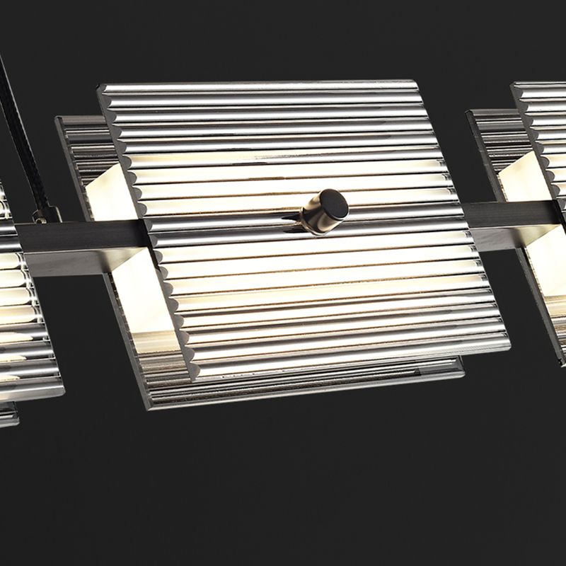Nordic Style Metal Hanging Lamp Rectangle Shape Island Light Fixture for Bedroom