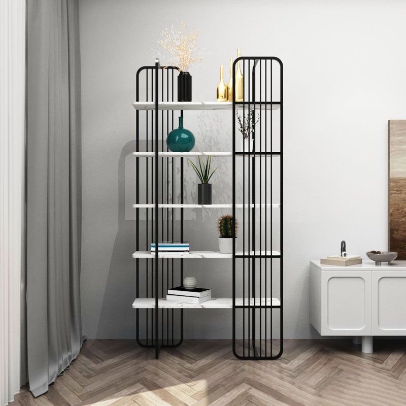 Contemporary Style Bookcase Metal Open Back Etagere Bookshelf for Home Office