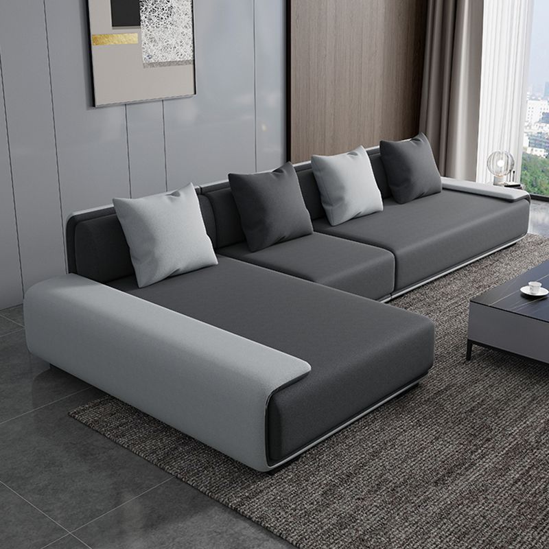 Dark Grey Modular Sectional with Square and Pillow Back Cushion