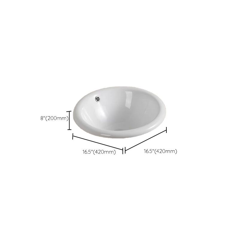 Contemporary Bathroom Sink with Pop-Up Drain Porcelain Oval-Shape Undermount Bathroom Sink