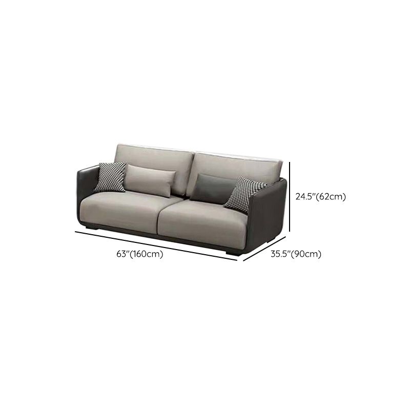 Loose Back Seating Square Arm Mid Century Modern Sofa in Gray