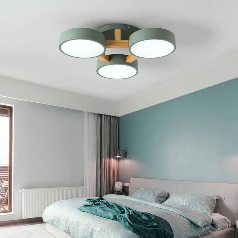 Lámpara de techo LED creativa moderna, soporte semiempotrado de macarrón geométrico de hierro forjado con pantalla acrílica