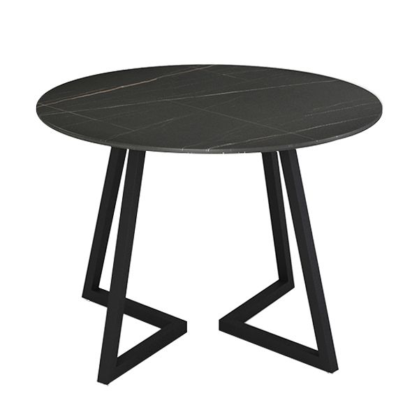 Mesa de comedor de piedra sinterizada Mesa de comedor moderna redonda con marco negro