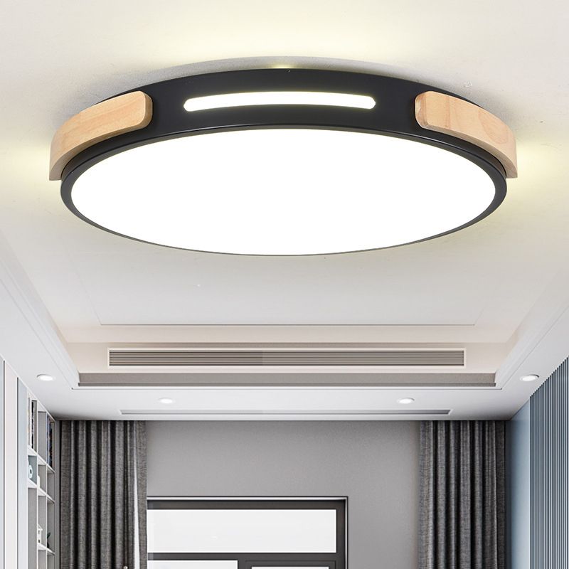 Ronde slaapkamer inbouw plafondlamp Metaal LED Nordic inbouwlamp met houtdecoratie