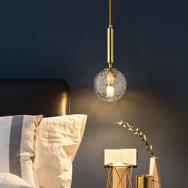 Luz de colgante de techo planeta Postmodern Glass Péndulo de dormitorio de 1 linda