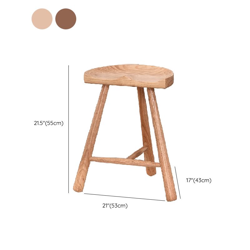 Industrial Backless Solid Wood Counter Stool Wooden Armless High Chair with 3 Legs