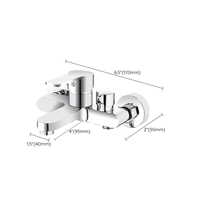 Single Lever Handle Tub Faucet 2 Holes Wall-Mounted Handshower Low Arc Tub Filler