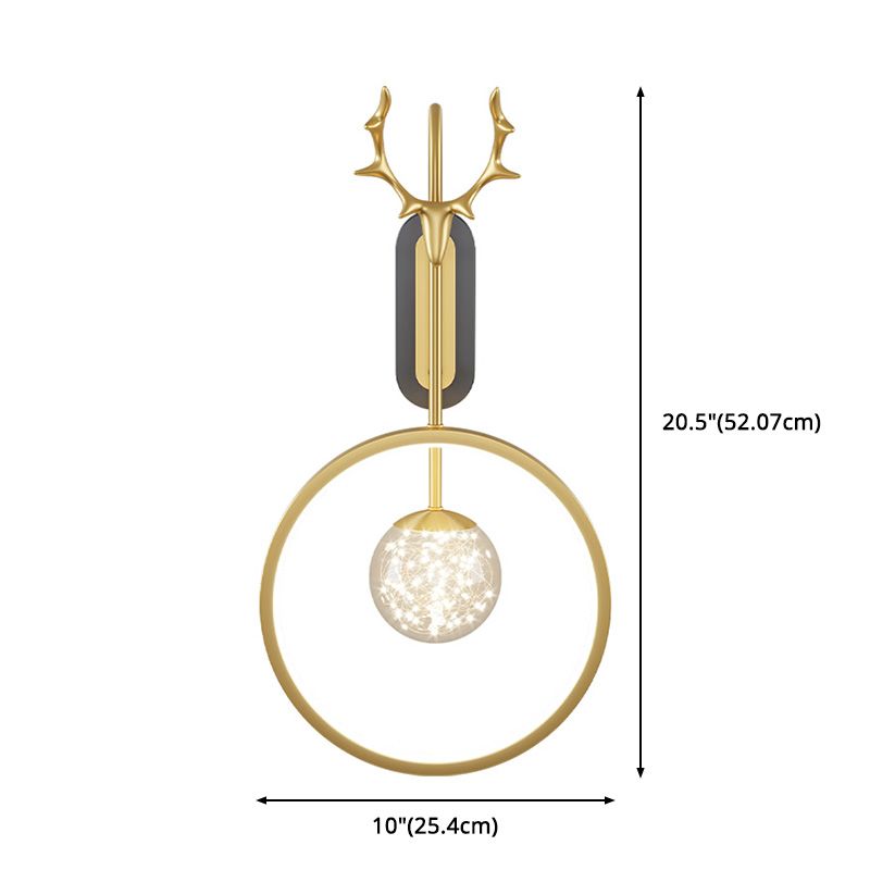 Modern Minimalist Style Circular Wall Mounted Light fixture Glass Wall Light Sconces with Antlers