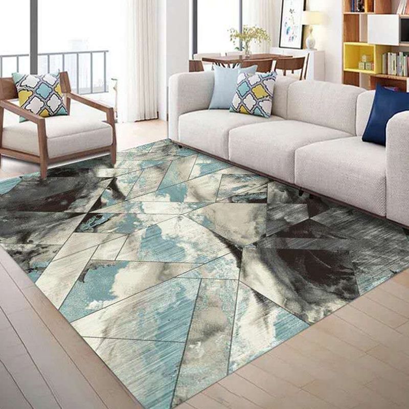 Minimalistic Living Room Rug Multi Color Geometric Print Rug Polypropylene Machine Washable Stain Resistant Non-Slip Rug