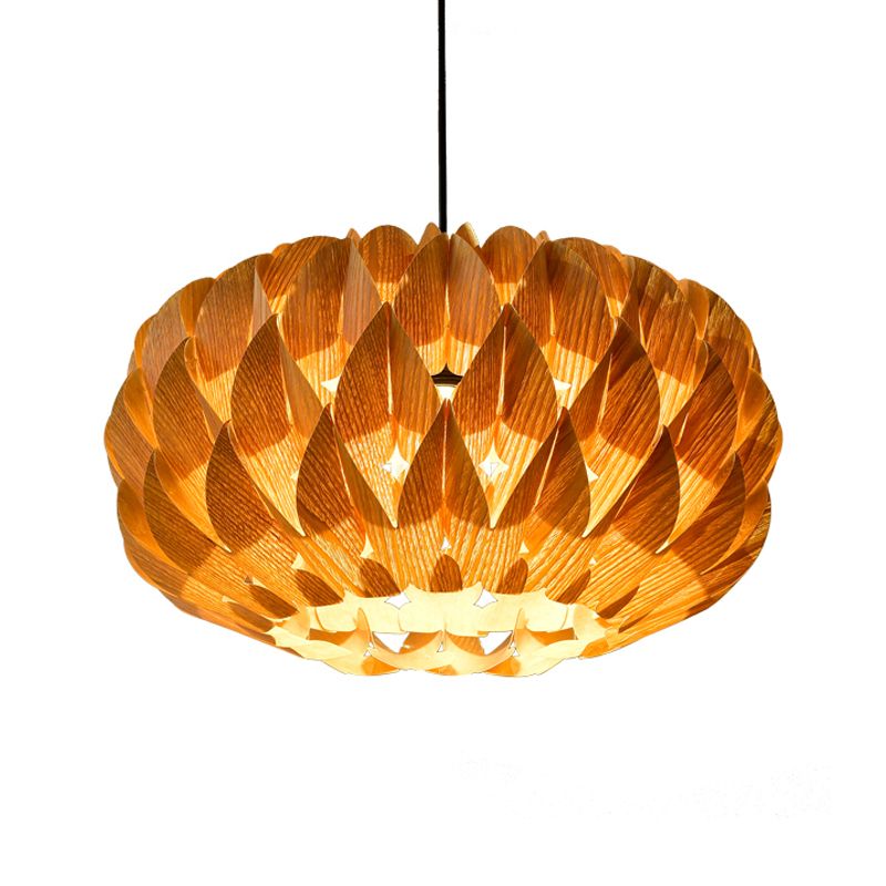 Lampada a sospensione a sospensione di loto a forma di tamburo in legno cinese Sleige Suspension Lighting for Tearsone