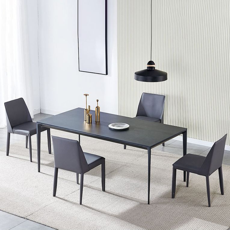 Contemporary Sintered Stone Top Dining Table Set of Rectangle Shape Formal Dinette Set