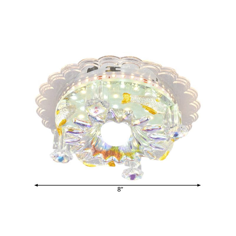 5-Light Flush Mount Leuchtenbefestigung Minimal Rund/Quadratisch Klare Kristall Deckenmontage mit Blumengattung