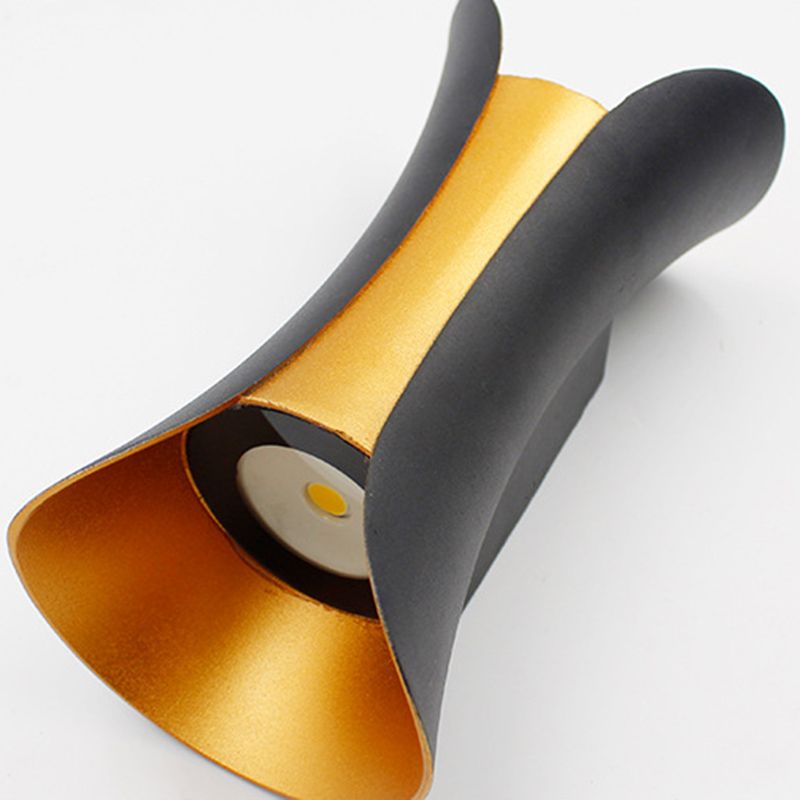 Curved Wall Light Lamp Sconce Modern Style Aluminum 2-Lights Black and Gold Wall Sconces