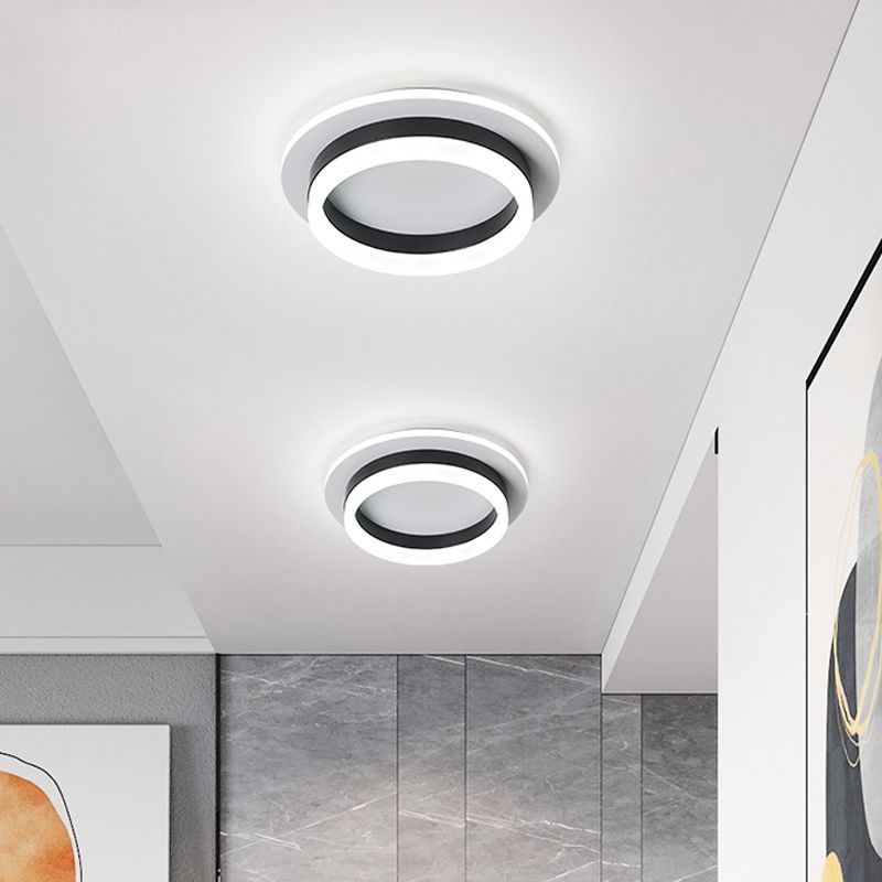 Ronde/vierkante inbouwplafondlamp Minimalistisch acryl Zwart/wit LED-inbouwverlichting in warm/wit licht voor slaapkamer