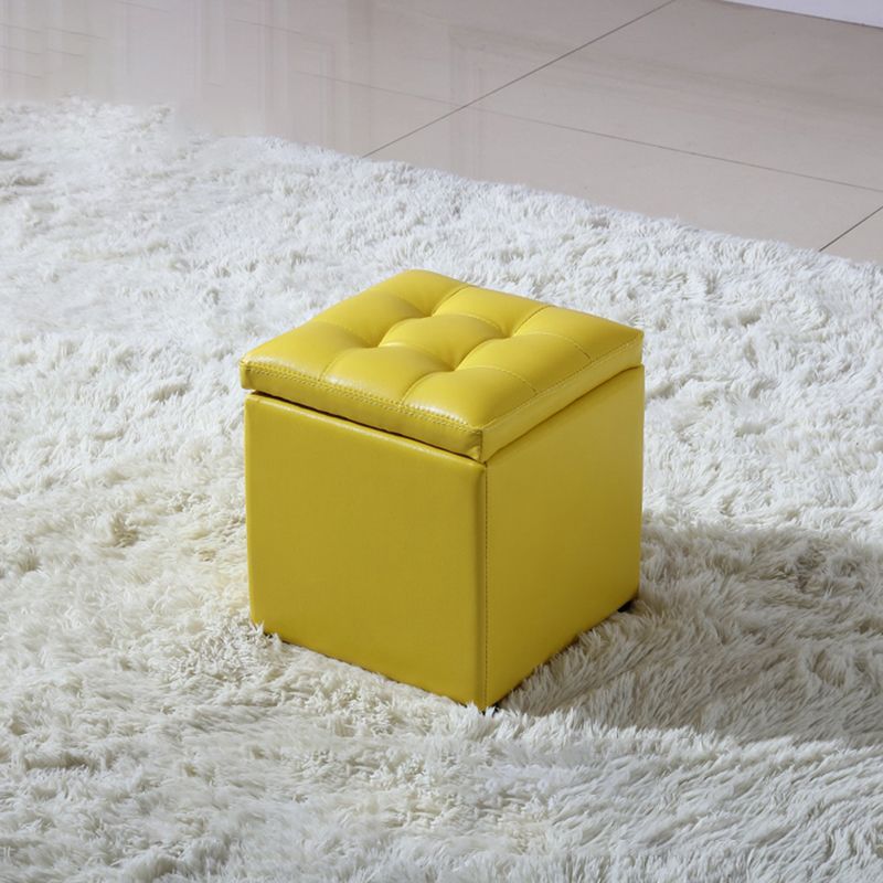 Modern Tufted Ottoman Plain Water Resistant Stain Resistant Leather Ottoman with Storage