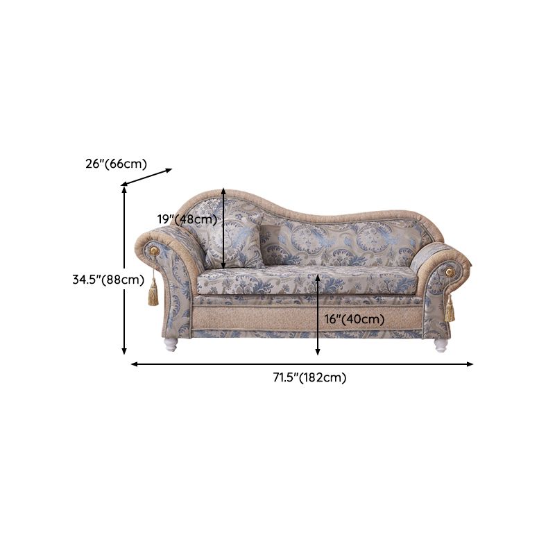 Bohemian Style Chaise Lounge Upholstered Chaise with Rolled Arms for Bedroom