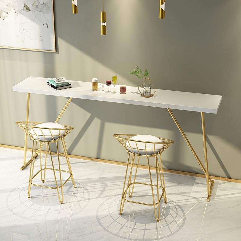 Glam Wooden Bar Counter Table Rectangle Bar Counter Table with Metal Legs for Kitchen