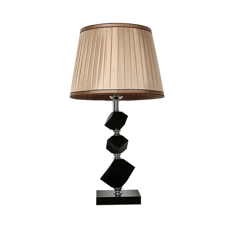 Light Brown Cone Nightstand Lamp Lodge Style Crystal Single Head Bedroom Table Light