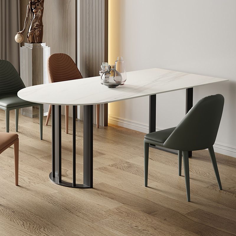 Modern Style Dining Table White Top Sintered Stone Table for Home