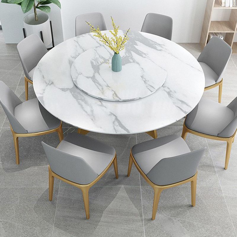Metal and Stone Table Glam Style Round Dining Table for Home Living Room