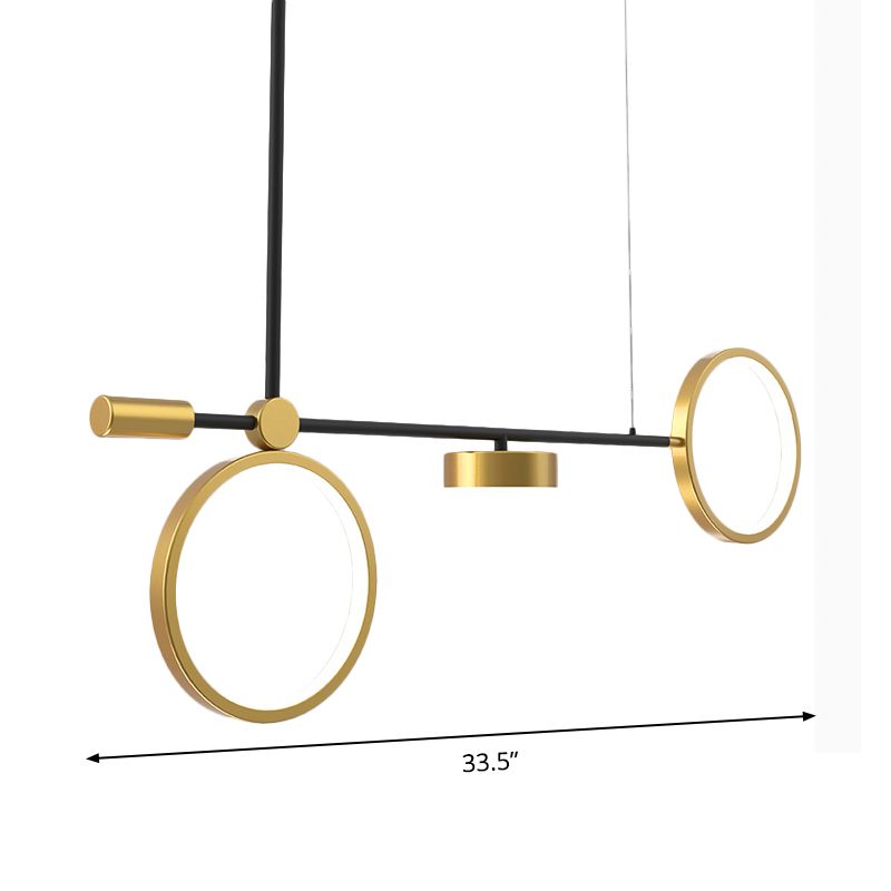 Idées d'éclairage d'île métallique ronde LED LED PRENDANT DE DROP NOIR-GOLD EN LUMIÈRE CHAUD / BLANC