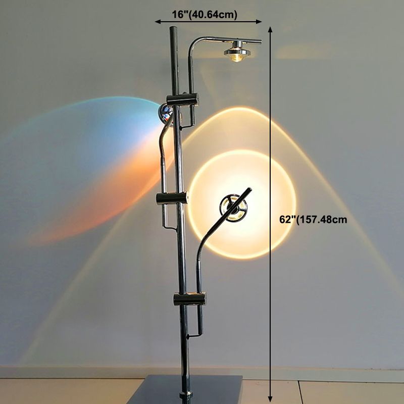 Contemporary Linear Floor Lamp Metal LED Floor Light in Silver for Living Room