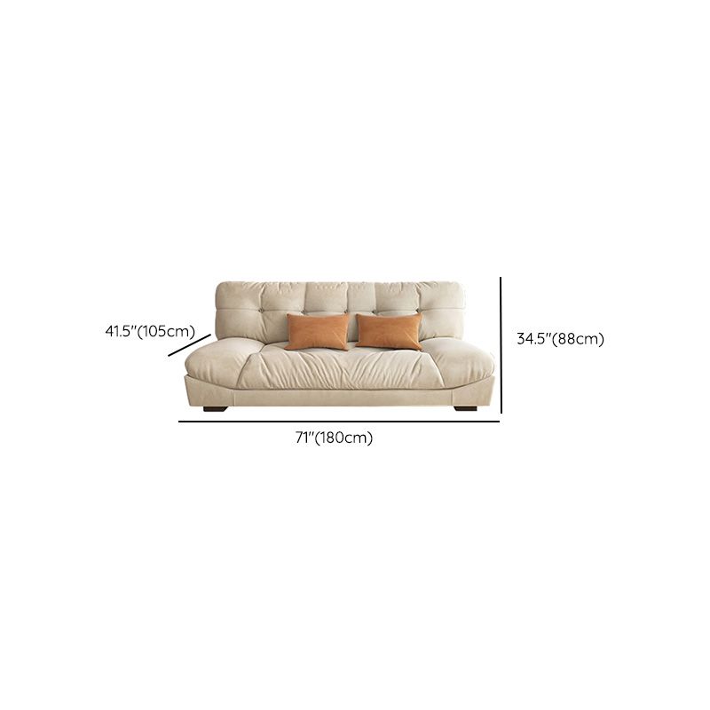 Modern Off-White Fabric Sofa Pillow Top Arm Reclining Loveseat for Bonus Room